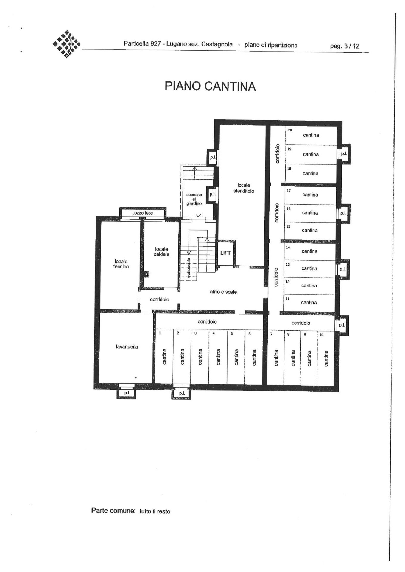 Via del Tiglio 17 — Basement architectural floor plan